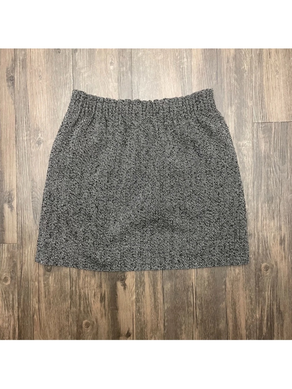 J. Crew Black and White Herringbone Mini Skirt - Picture 7 of 8